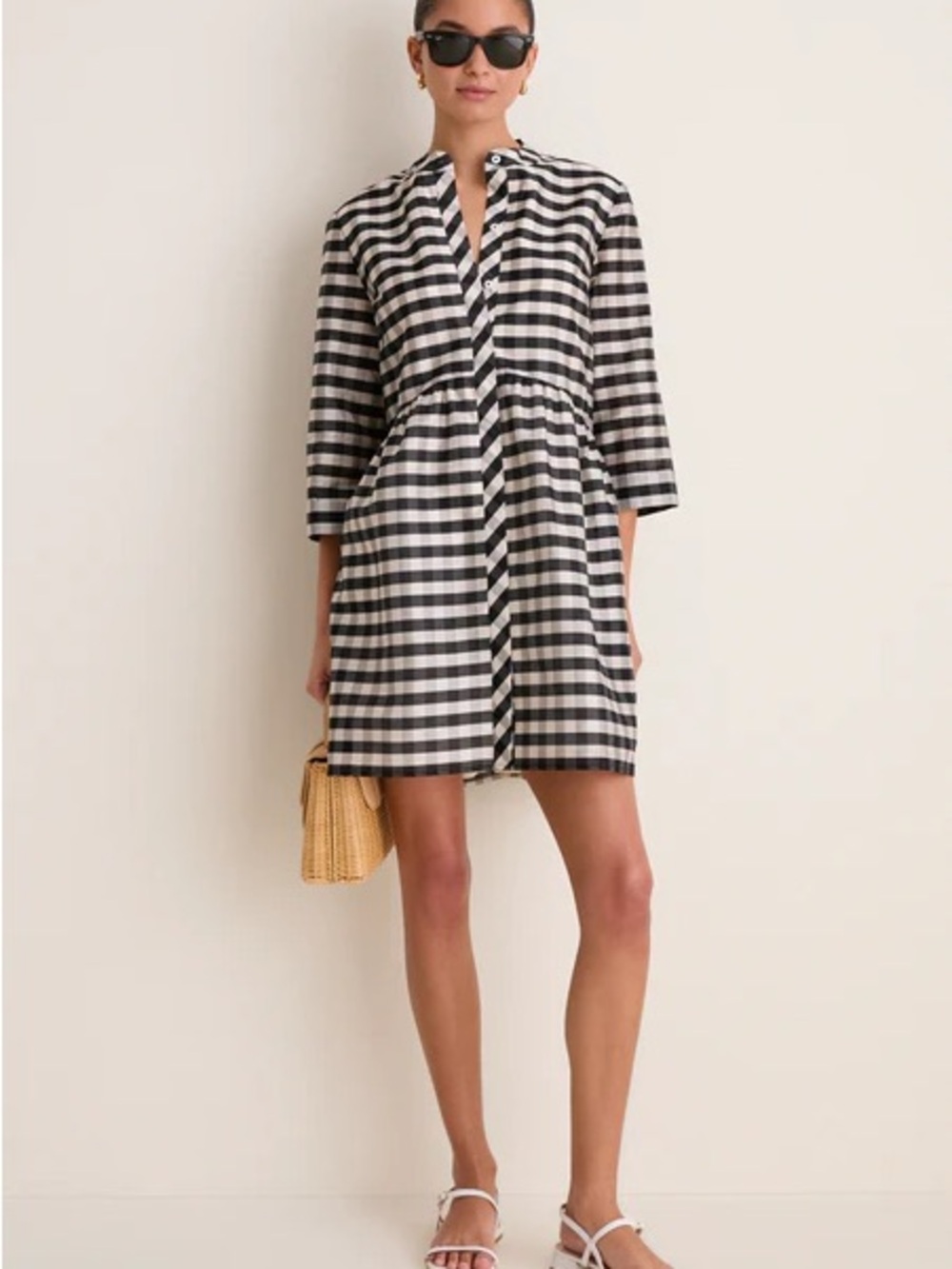Tuckernuck Black and White Gingham Shirt Dress SIZE SMALL